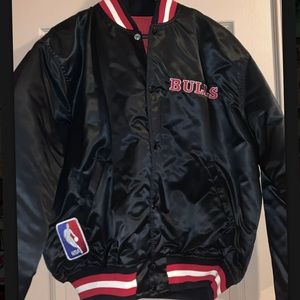 Vintage Starter Satin chicago bulls Bomber jacket Varsity, Black And Blue  Size M